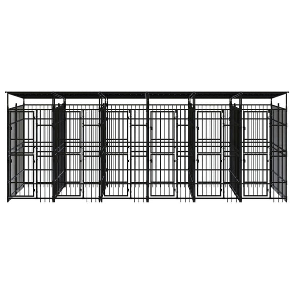 Outdoor Dog Kennel with Roof Steel 119 ft²