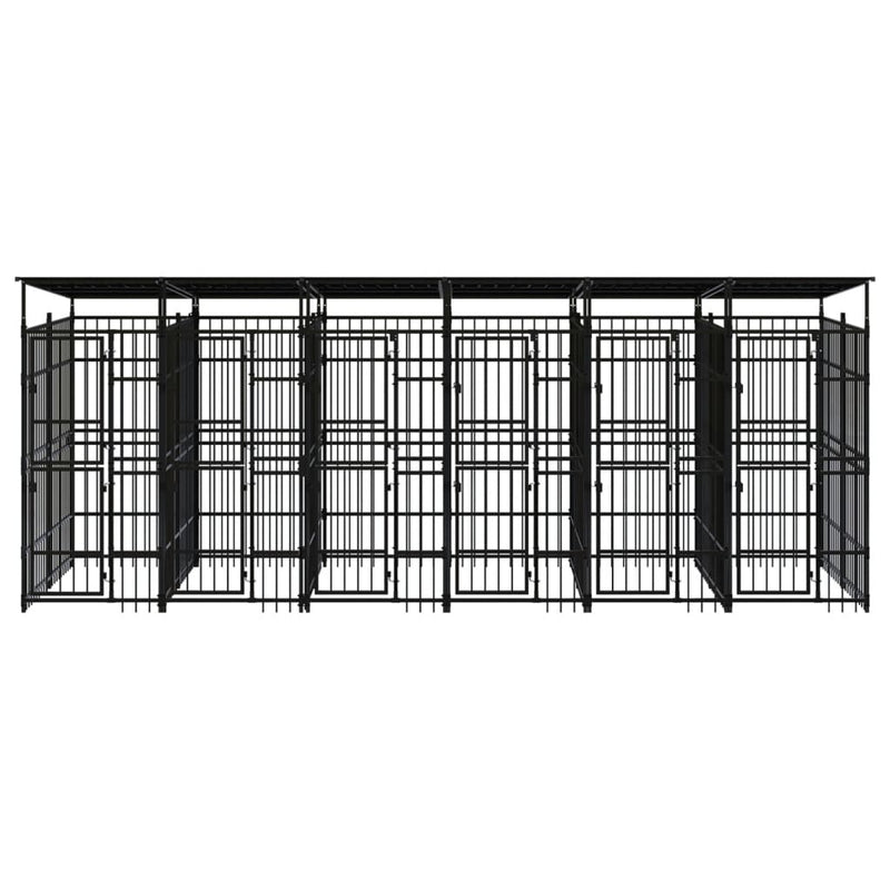 Outdoor Dog Kennel with Roof Steel 119 ft²