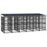 Outdoor Dog Kennel with Roof Steel 119 ft²