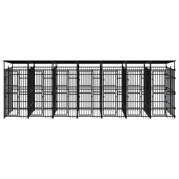 Outdoor Dog Kennel with Roof Steel 138.9 ft²