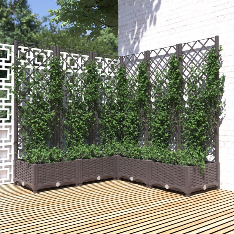 Garden Planter with Trellis Brown 47.2"x47.2"x47.8" PP