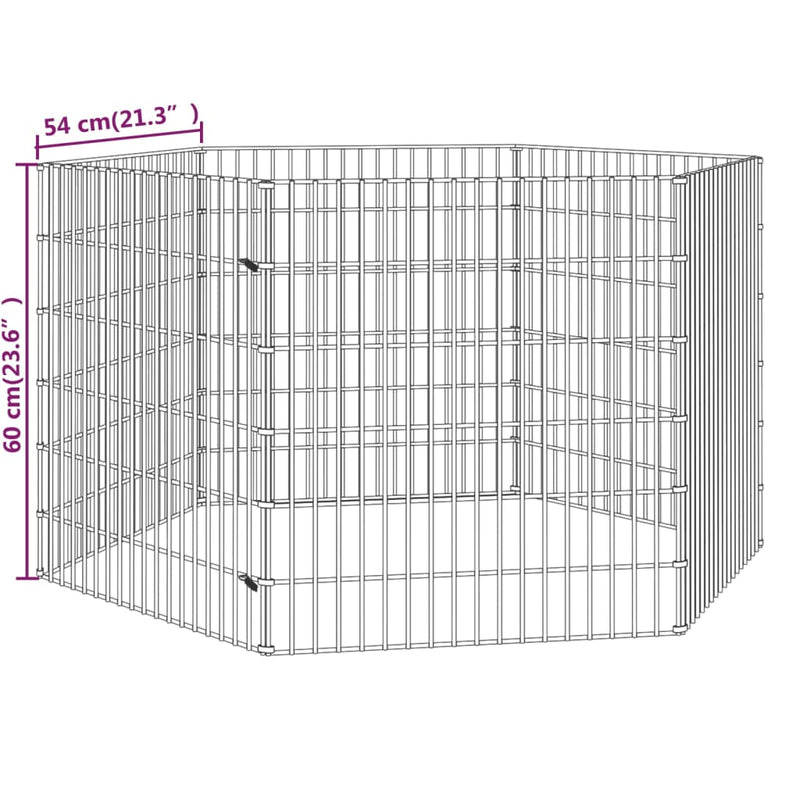 Free Range Animal Enclosure 6-Panel 21.3"x23.6" Galvanized Iron