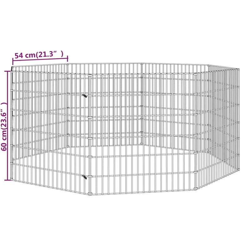 Free Range Animal Enclosure 8-Panel 21.3"x23.6" Galvanized Iron