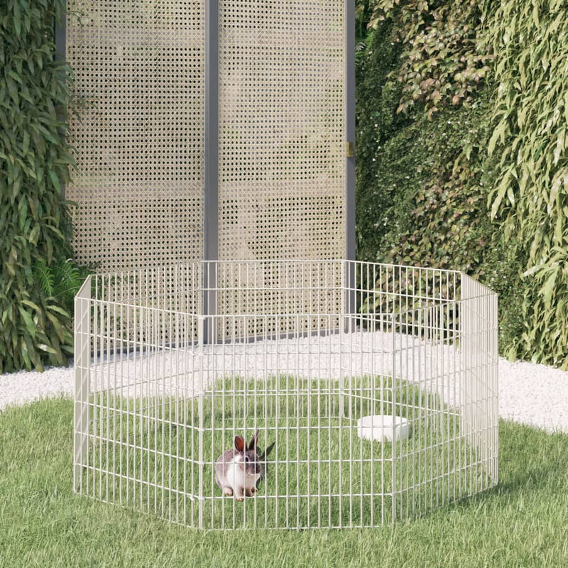 Free Range Animal Enclosure 8-Panel 21.3"x23.6" Galvanized Iron