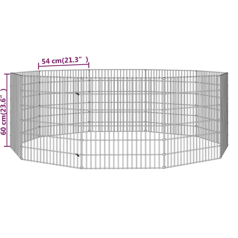 Free Range Animal Enclosure 10-Panel 21.3"x23.6" Galvanized Iron