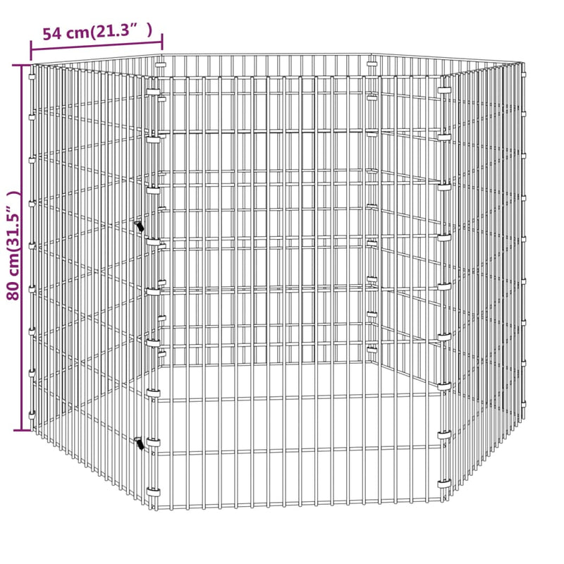 Free Range Animal Enclosure 6-Panel 21.3"x31.5" Galvanized Iron