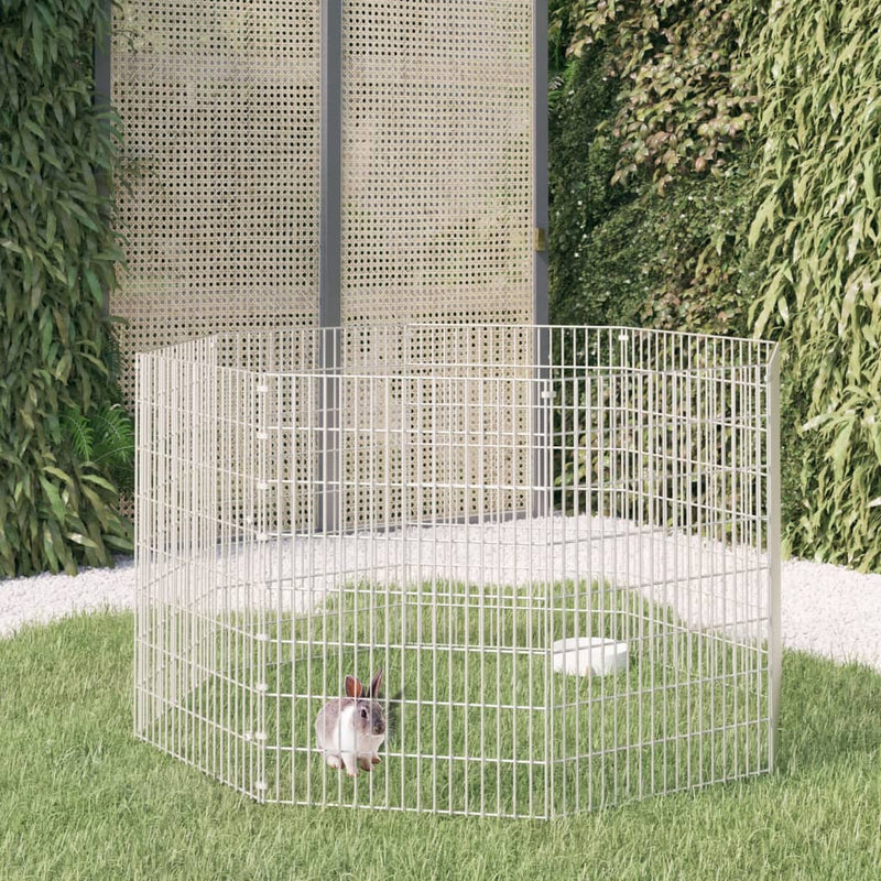 Free Range Animal Enclosure 8-Panel 21.3"x31.5" Galvanized Iron