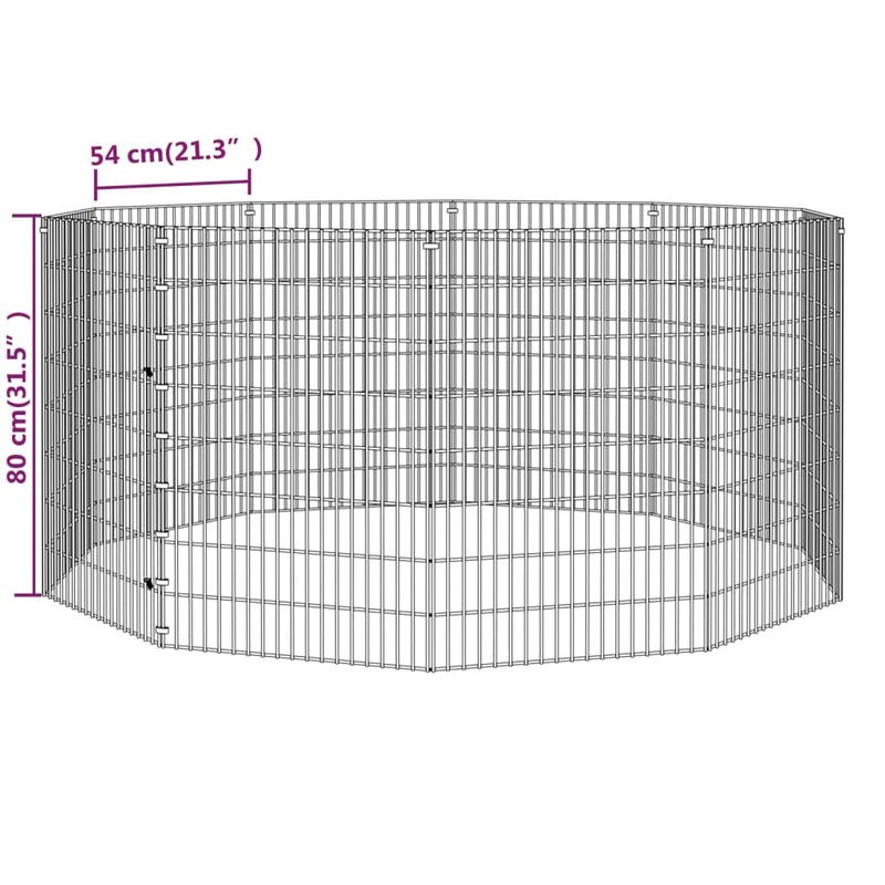 Free Range Animal Enclosure 10-Panel 21.3"x31.5" Galvanized Iron