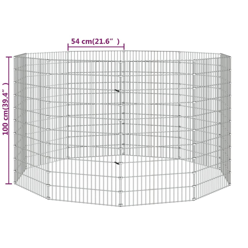 Free Range Animal Enclosure 10-Panel 21.3"x39.4" Galvanized Iron