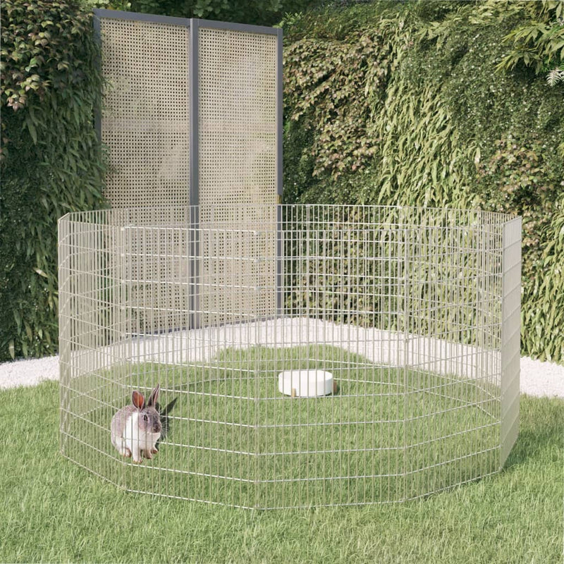 Free Range Animal Enclosure 12-Panel 21.3"x39.4" Galvanized Iron