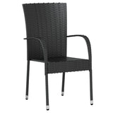 3 Piece Patio Dining Set Poly Rattan Black