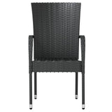 3 Piece Patio Dining Set Poly Rattan Black