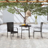 3 Piece Patio Dining Set Poly Rattan Black