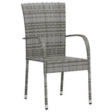 3 Piece Patio Dining Set Poly Rattan Gray