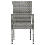 3 Piece Patio Dining Set Poly Rattan Gray