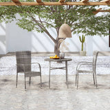 3 Piece Patio Dining Set Poly Rattan Gray