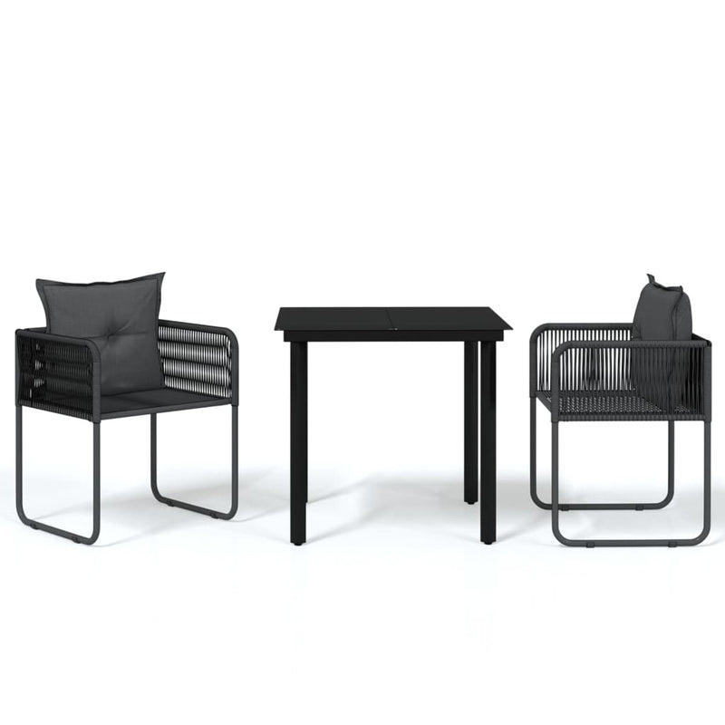 3 Piece Patio Dining Set Black