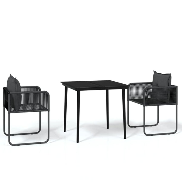 3 Piece Patio Dining Set Black