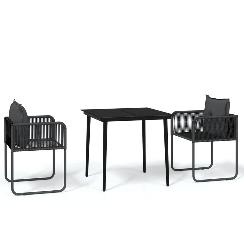 3 Piece Patio Dining Set Black