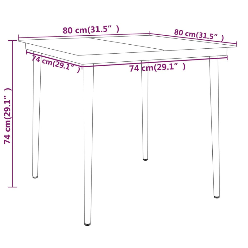 3 Piece Patio Dining Set Black