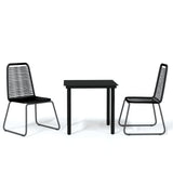 3 Piece Patio Dining Set Black