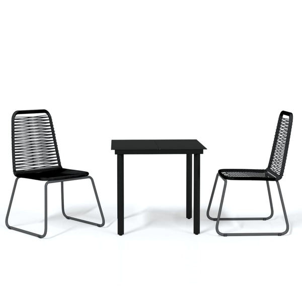 3 Piece Patio Dining Set Black