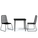 3 Piece Patio Dining Set Black