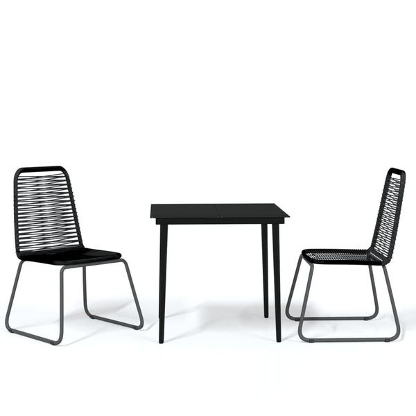 3 Piece Patio Dining Set Black