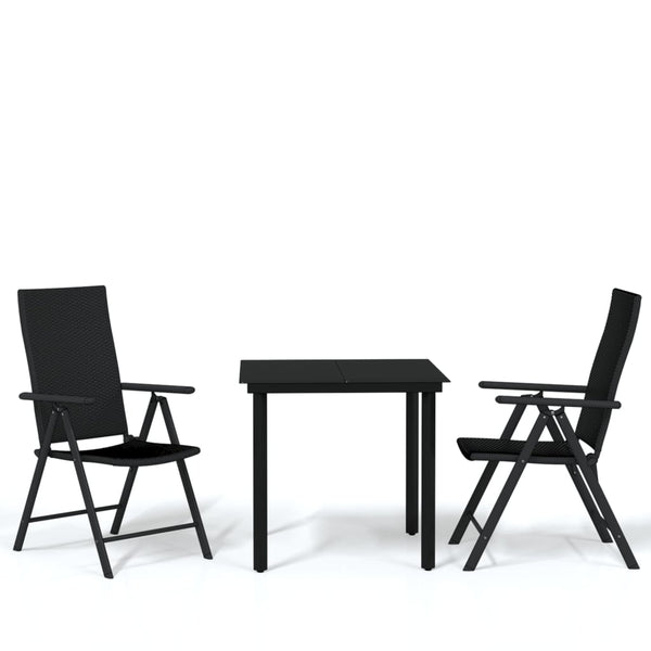 3 Piece Patio Dining Set Black