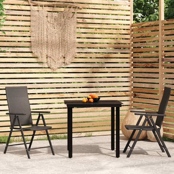 3 Piece Patio Dining Set Black