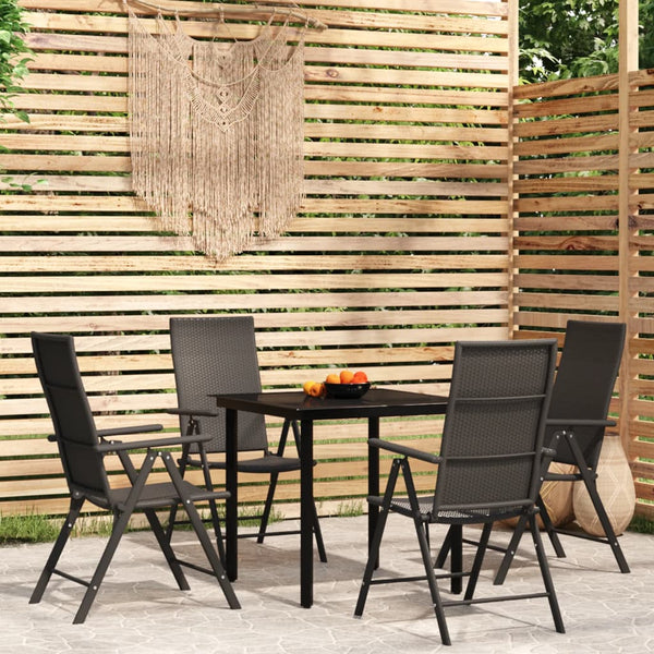 5 Piece Patio Dining Set Black