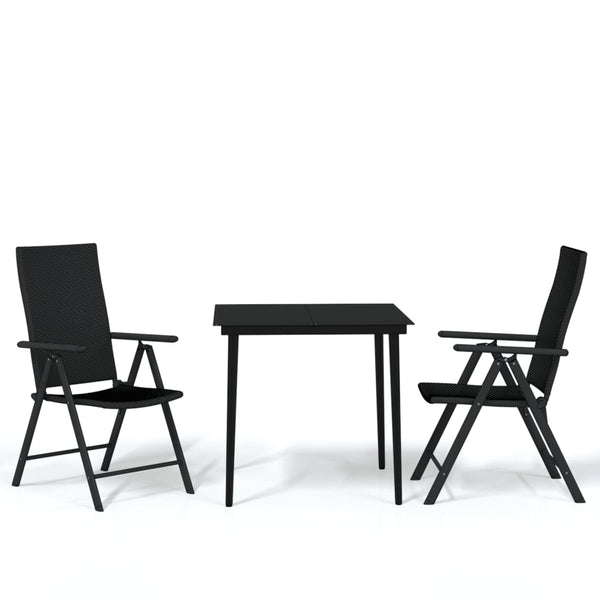 3 Piece Patio Dining Set Black