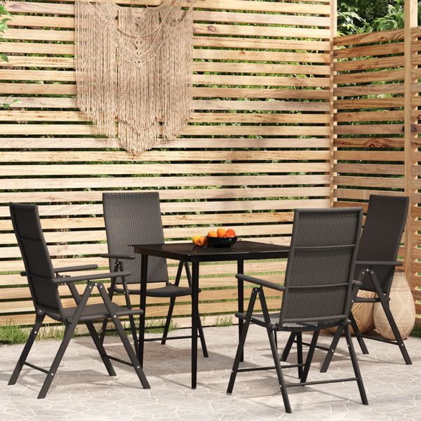 5 Piece Patio Dining Set Black