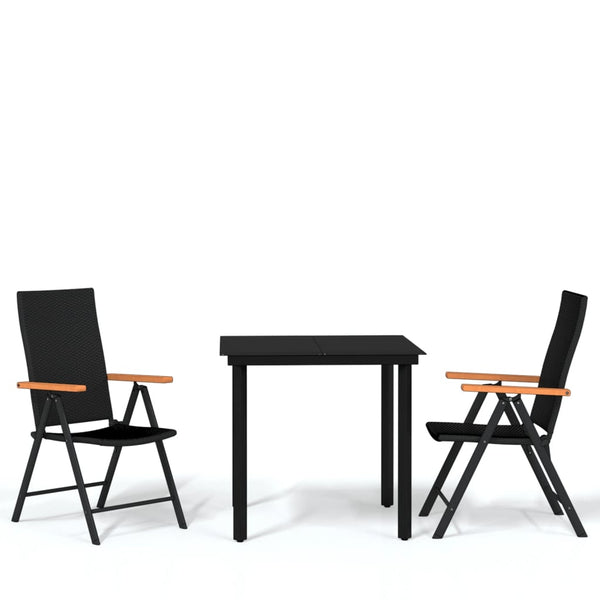 3 Piece Patio Dining Set Black