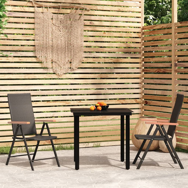 3 Piece Patio Dining Set Black