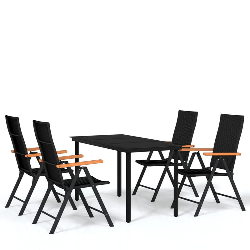 5 Piece Patio Dining Set Black