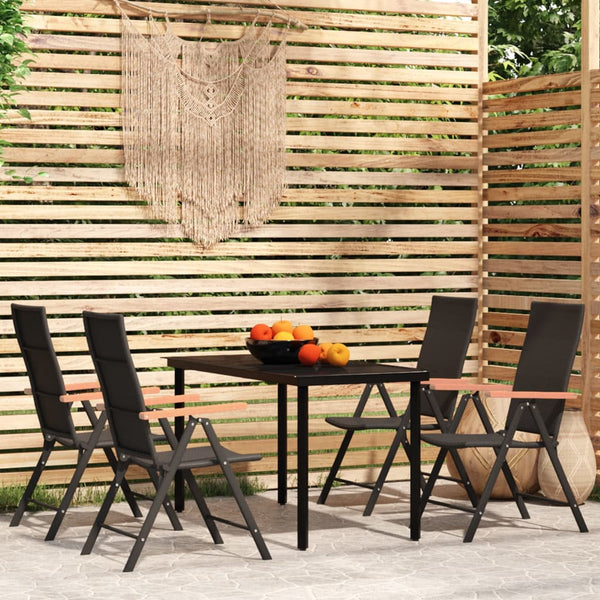 5 Piece Patio Dining Set Black