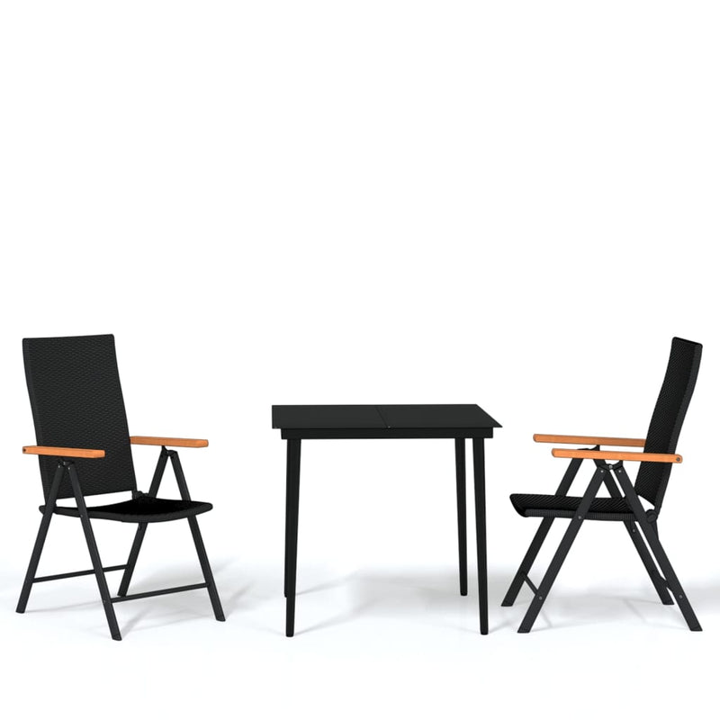 3 Piece Patio Dining Set Black