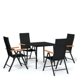 5 Piece Patio Dining Set Black