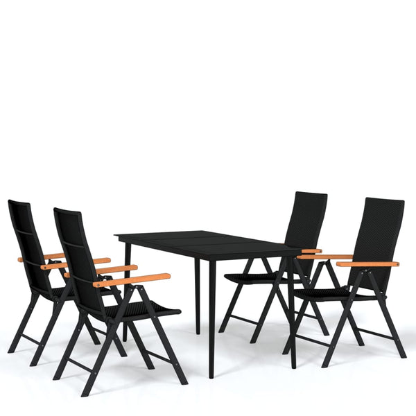 5 Piece Patio Dining Set Black