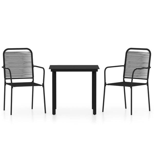 3 Piece Patio Dining Set Black