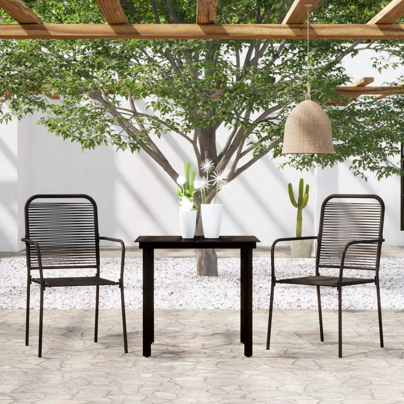 3 Piece Patio Dining Set Black