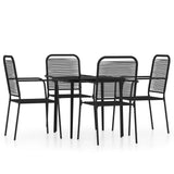 5 Piece Patio Dining Set Black