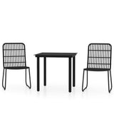 3 Piece Patio Dining Set Black