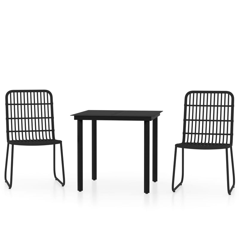 3 Piece Patio Dining Set Black