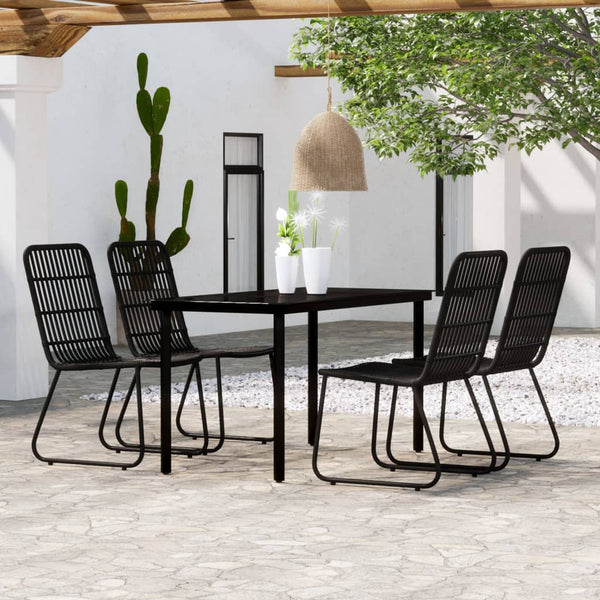 5 Piece Patio Dining Set Black