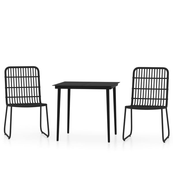 3 Piece Patio Dining Set Black