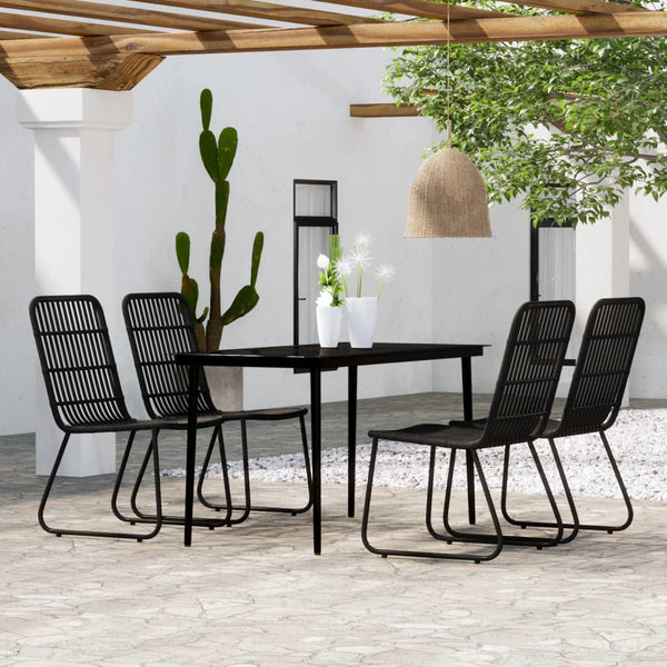 5 Piece Patio Dining Set Black