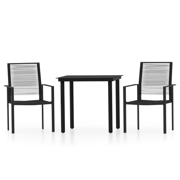 3 Piece Patio Dining Set Black