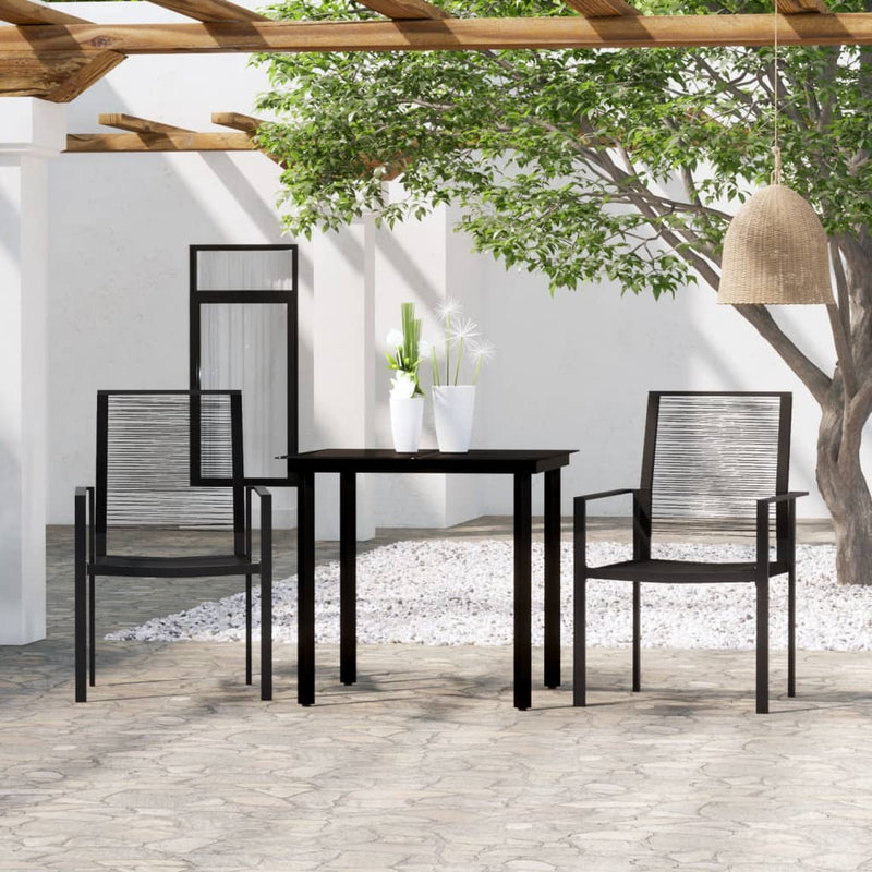 3 Piece Patio Dining Set Black